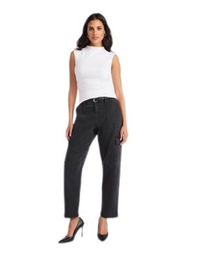 Sofia by Sofia Vergara Black Barrel Cargo Jeans High Waist Streetwear